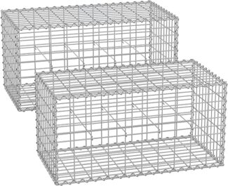 SONGMICS Gabionenkörbe, verzinkt, Metall silber, 100 x 50 x 50 cm, 2 Stück
