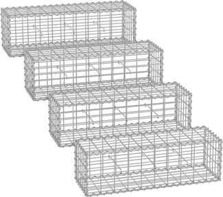 SONGMICS Gabionenkörbe, verzinkt, Metall silber, 100 x 30 x 30 cm, 4 Stück