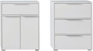 Trendteam Badezimmer-Kommoden-Set, 2-teilig, weiß, 76 x 28 x 137 cm