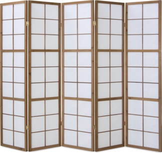 5fach Holz Paravent Raumteiler Shoji Wand braun