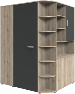 Eckkleiderschrank >Canton< in San Remo Eiche - 124x199x148cm (BxHxT)