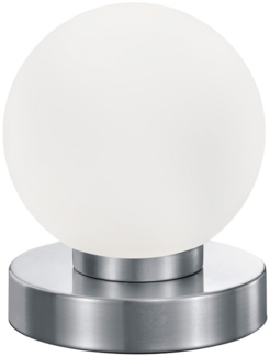 Reality Leuchten LED Nachttischlampe wechselbar / dimmbar, Glas / Metall weiß / silber, Durchmesser 12 cm