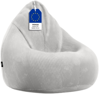 skølm 'Magni' XXL-Sitzsack aus Cord, mit EPS-Perlen-Füllung, 130x80 cm, grau, mit abnehmbarem und waschbarem Bezug