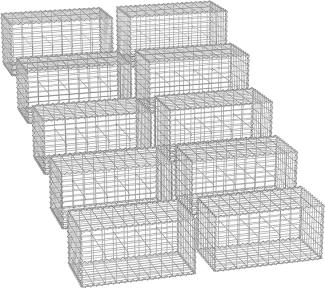 SONGMICS Gabionenkörbe, verzinkt, Metall silber, 100 x 50 x 50 cm, 10 Stück