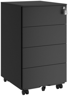 Songmics Rollcontainer abschließbar mit 4 Schubladen, Stahl tintenschwarz, 45,1 x 39 x 69,3 cm
