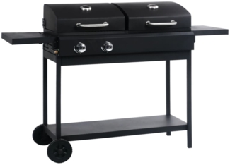 vidaXL Gas- und Holzkohle-Grill mit 2 Brennern