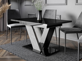 Mirjan24 'Ditenti' ausziehbarer Esstisch, Holz, 76x80 x (120 - 160) cm, Schwarz / Beton-Optik