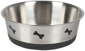 Buri Fressnapf 1 Liter rutschfest, Edelstahl silber, 17x5,5 cm