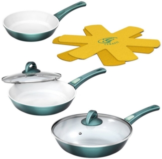 5 Farben Genius Cerafit Fusion Pfannen Set 7-tlg. Keramik Pfanne UVP 154,95 Euro smaragdgrün