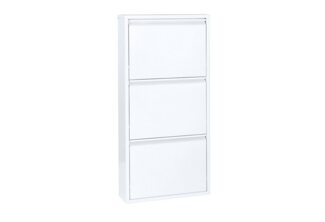 Betten-ABC Amelie – Moderner Schuhschrank, robust und platzsparend, aus pflegeleichtem Metall, Farbe: Weiß, Klappen: Drei Klappen