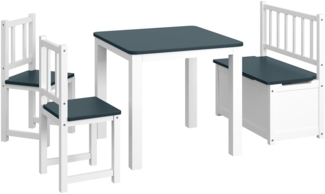 Bellabino 'Sora' Kindersitzgruppe, weiß/anthrazit, 1xTisch, 2x Stuhl, 1x Sitzbank