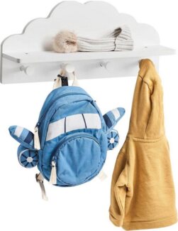 Zeller 'Wolke' Wandgarderobe mit 4 Haken und Ablage, MDF, weiß, 48 cm breit