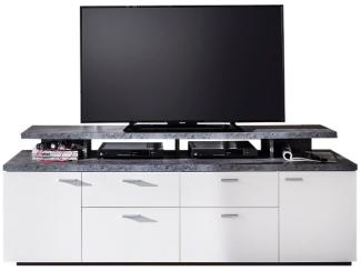 Trendteam TV-Lowboard, Spanplatte weiß / Stone grau, 66 x 47 x 180 cm
