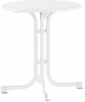 SIEGER Boulevard-Klapptisch, Ø 70 cm, weiß Gestell aus Stahl in weiß, Tischplatte aus Mecalit®-Pro in weiß
