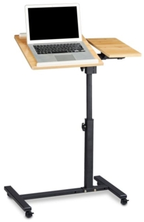 Relaxdays Laptoptisch mit Ablage für Maus, höhenverstellbar, Holz, Eiche Gelb, 95 x 60 x 40 cm