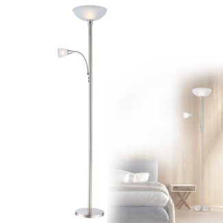 Globo 'Blade' Deckenfluter mit beweglichem Lesearm, Chrom silber, Höhe: 178 cm