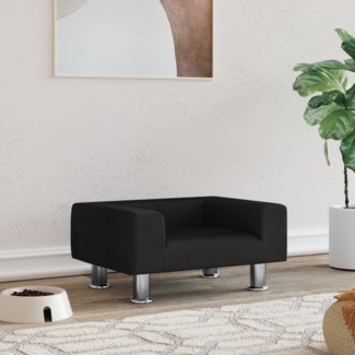 vidaXL Hundebett, Samt, Schwarz, 50 x 40 x 26.5 cm