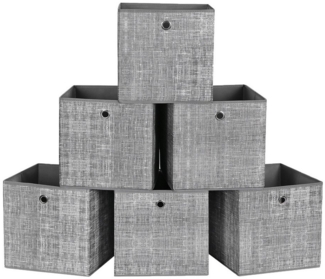 SONGMICS Aufbewahrungsbox mit Griff, 6er Set, Vliesstoff grau meliert, 33 x 33 x 33 cm