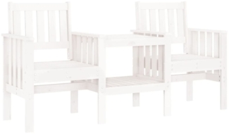 vidaXL Gartenbank mit Tisch 2-Sitzer Weiß Massivholz Kiefer 825150