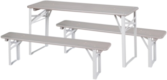 roba Outdoor Kindersitzgruppe mit 2 Bänken und 1 Kindertisch, Massivholz grau, 108 x 52,5 x 40 cm