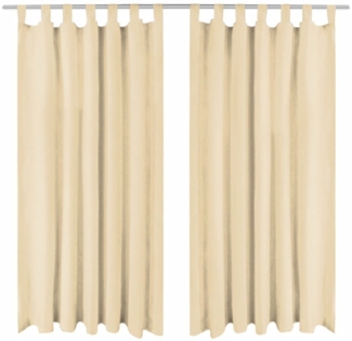 vidaXL Vorhänge aus Mikro-Satin 2 Stk. mit Schlaufen 140×225 cm Beige 132217