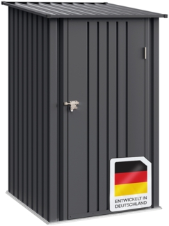 STEELSØN 'Timir' Gerätehaus Pultdach, Stahl, anthrazit, wetterfest, 100x103x146/160 cm, abschließbar