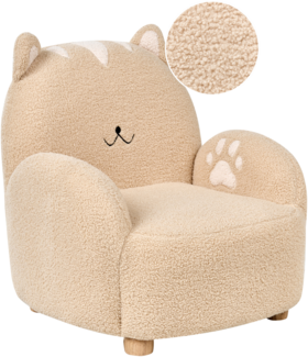 Kindersessel Bouclé beige Katze ZOAR