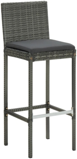 vidaXL Garten-Barhocker mit Kissen 4 Stk. Grau Poly Rattan 316671