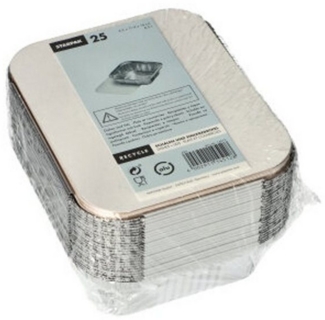 STARPAK Aluschalen mit Deckel 500 ml silber 1 Pack = 25 St., 11,4 x 14 x 4,2 cm