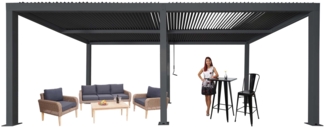 Mendler 'HWC-L46' Pergola, Regenrinne sturmfest, Aluminium anthrazit, 3x6 m