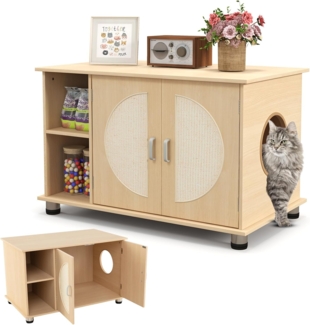 COSTWAY Katzenschrank, natur, 82 x 48 x 52 cm