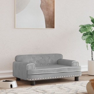 vidaXL Hundebett, Samt hellgrau, 30 x 45 x 70 cm