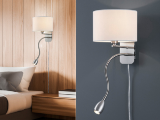 TRIO Leuchten LED Wandleuchte, Lesearm, LED wechselbar, LED fest integriert, Warmweiß, innen, Leselampe mit Schalter & Stecker Nachttischlampe Wand H: 23,5cm