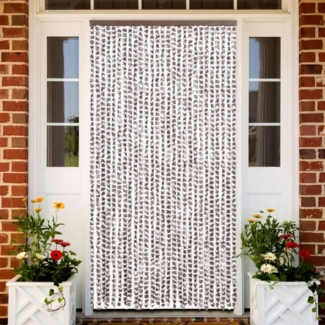 vidaXL Fliegenvorhang Taupe und Weiß 118x220 cm Chenille 4004892