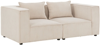 Juskys 'Domas S' modulares Sofa, 2 Sitzer mit Armlehnen & Kissen, Cord Beige, 67 x 98 x 196 cm