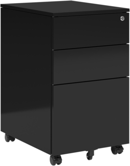 STEELSØN 'Vespero' Rollcontainer, schwarz, 65x39x50 cm, mit 1 großer und 2 kleinen Schubladen und Schlüsselschloss