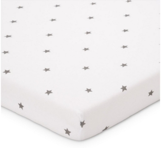 FabiMax BIO-Jersey Spannbettlaken für Laufgitter 100x100 cm, weiß / graue Sternchen