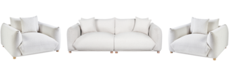 Sofa Set Stoff cremeweiß 5-Sitzer mit Kissen LUVOS