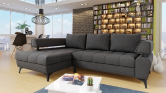 Mirjan24 'Nosecone' Ecksofa, Webstoff, 90 x 188 x 267 cm, Dunkelgrau, Links