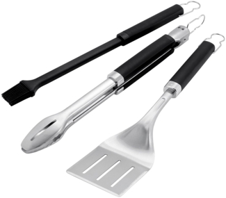 Weber 'Premium' Grillbesteck-Set, 3-teilig, Grillzange, Wender & Pinsel, spülmaschinenfest, Edelstahl Silber, 46 cm