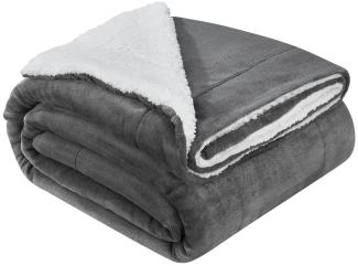Juskys Fleecedecke, waschbar, Sherpa / Fleece, Dunkelgrau, 150x200 cm