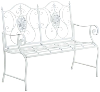 CLP 'Punjab' Gartenbank, antik, Landhaus-Stil, lackiertes Eisen, weiß, 94 x 53 x 116 cm