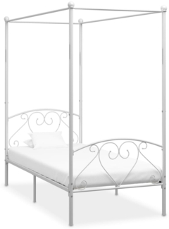 vidaXL Himmelbett-Gestell, Metall weiß, 120x200 cm