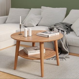 skølm 'Mjölnir' Couchtisch, Massivholz Eiche, natur dunkel geölt, Ø70 cm