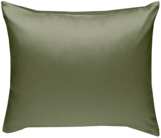 Bettwaesche-mit-Stil Mako-Satin / Baumwollsatin Bettwäsche uni / einfarbig dunkelgrün Kissenbezug 40x40 cm