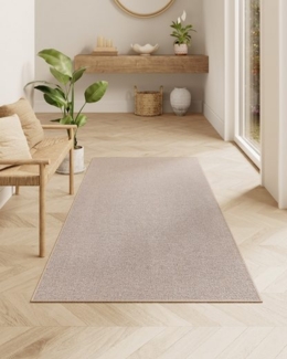 Songmics HOME Teppich, rutschfest, Jute-Optik, maschinenwaschbar, kamelbraun, 80x150 cm