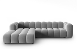 Micadoni Modulares Ecksofa Lupine 4-Sitzer Links Samtstoff Grau