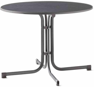 Boulevard-Klapptisch, Ø 100 cm, eisengrau Stahrohrgestell, Mecalit-Pro-Platte