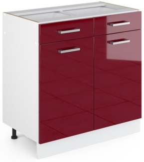Vicco Küchenschrank R-Line Hängeschrank Unterschrank Küchenzeile Küchenunterschrank Arbeitsplatte, Möbel verfügbar in 6 Dekoren (Bordeaux ohne Arbeitsplatte, Schubunterschrank 80 cm)