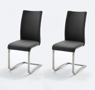 2er-Set Schwingstuhl 'Arco' Schwarz Kunstleder